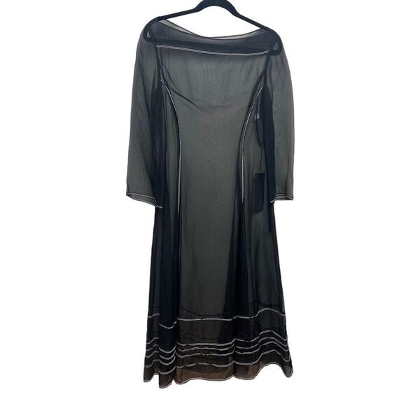 NWT Anett Rostel Berlin Black Silk Sheer Midi Dress Sz. 40 (US 12) - Picture 1 of 7